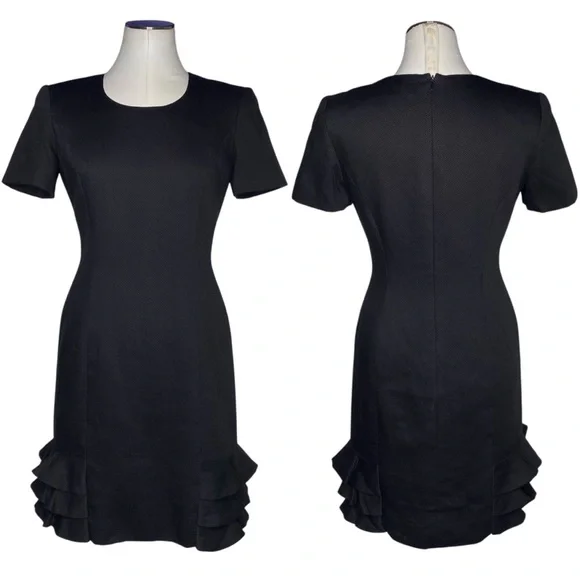 Carolina Herrera Black Short Sleeve Ruffle Dress - Picture 12 of 12